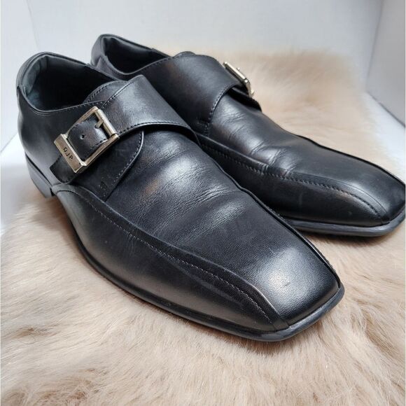 Donald J. Pliner Single Monk Strap Black Leather Mens Shoes Size 11
